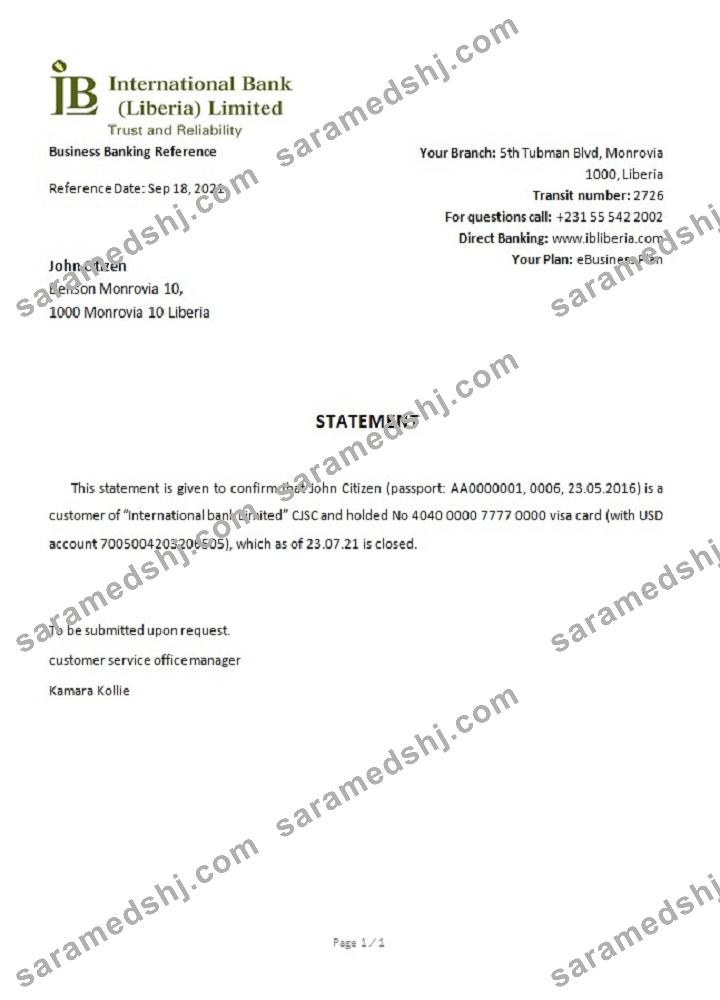 Liberia_IB International Bank_closure reference
